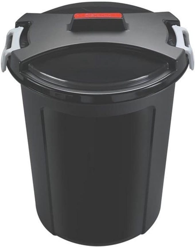 Universele ton met deksel - 75 liter, 66 cm hoog, zwart