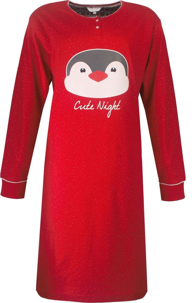 Tenderness Dames Nachthemd - 100% Gekamde Katoen - Rood - Maat M
