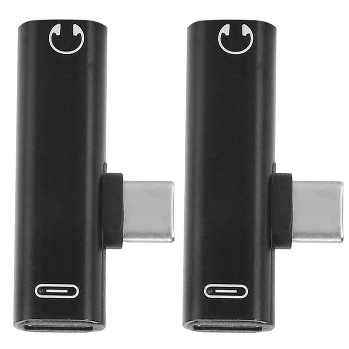 2 stuks 2 in 1 TypeC naar 3.5mm Assist o Kabel Draad Oplader Headset Distributeur Adapter(zwart ) zwart