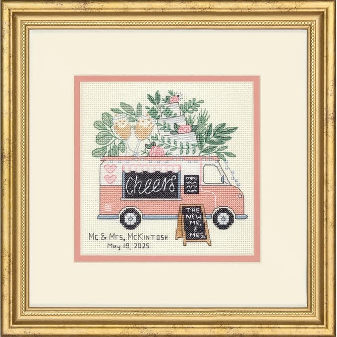 Borduurpakket WEDDING CHEERS - Dimensions (USA) - 15 x 15 cm - telpatroon