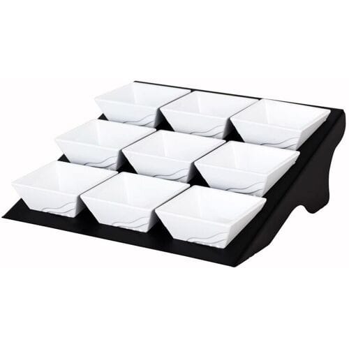 GGM Gastro Etagerie / Buffetständer - Schwarz - inkl. 9 Melaminschalen - eckig Zwart / Wit