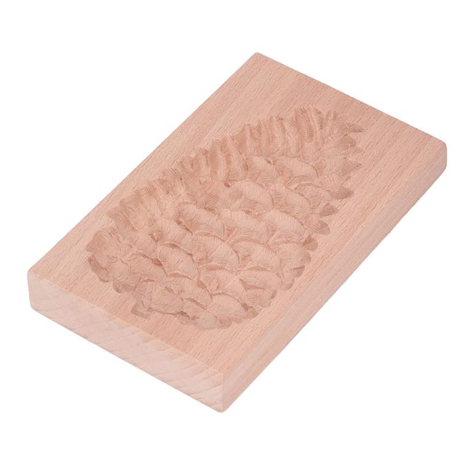 Houten koekjesvorm van beukenhout, herbruikbare, wasbare koekjespers, stempelvorm voor het bakken in de keuken, dennenhout beige