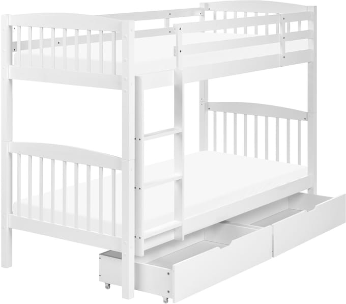 REVIN - Stapelbed met opbergruimte - Wit - 90 x 200 cm - Dennenhout