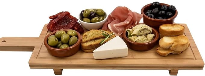 CRLYN® Tapasplank met Schaaltjes - Tapasplank - Serveerplank met Bakjes - Bruiin