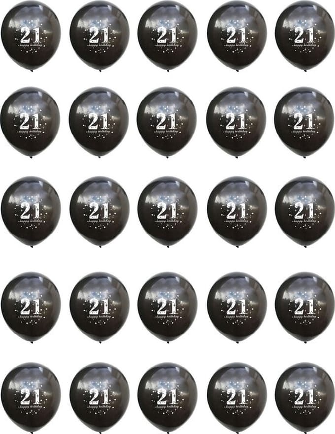 25 Zwarte Ballonnen - 21 Jaar & Gefeliciteerd