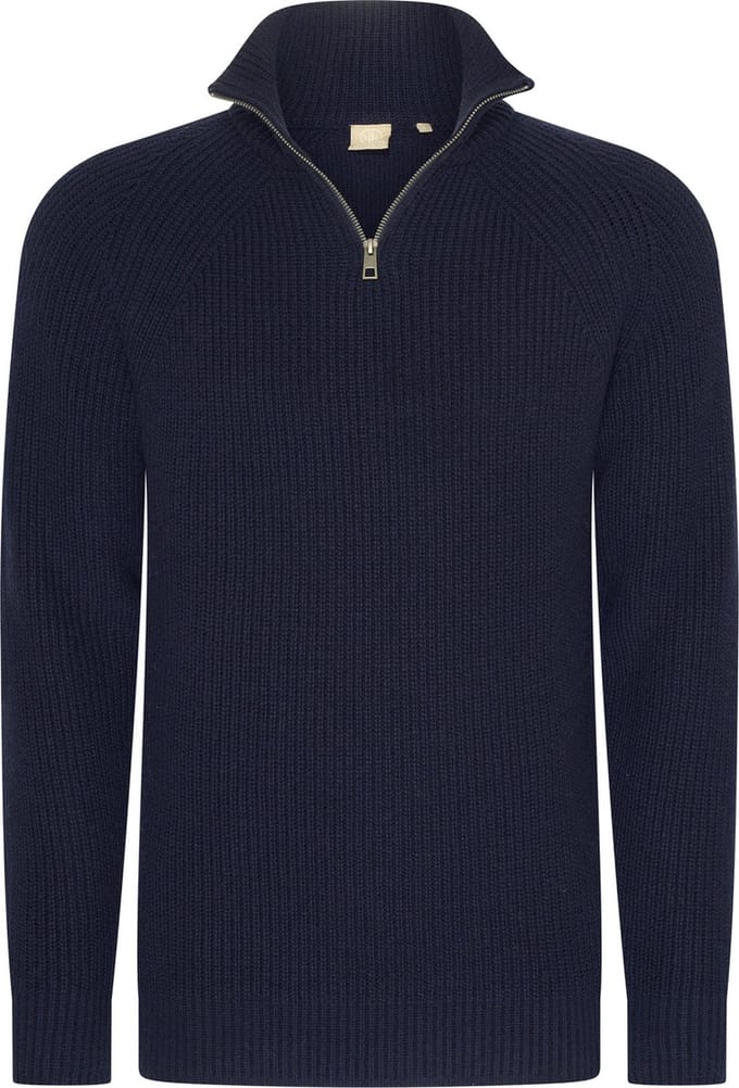 Mario Russo Rib Skipper - Heren Trui - Half Zip - Navy - XL