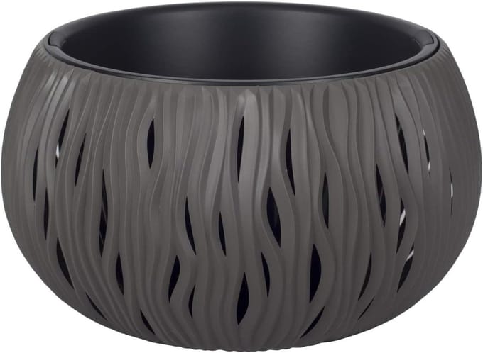 Omgoods - Kunststof Bloempot Sandy Bowl in Antraciet