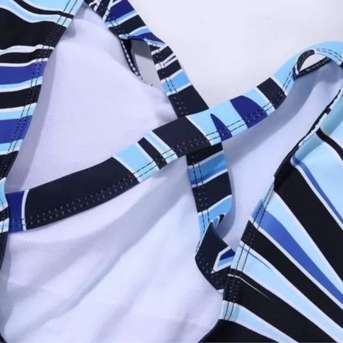 Sapphire Gabriella Serie - Modelleren Badpak - Plus Size - Blauw - Gestreept