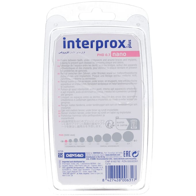 Interprox Plus Nano - Roze - PHD 0,7 mm - 6 Ragers