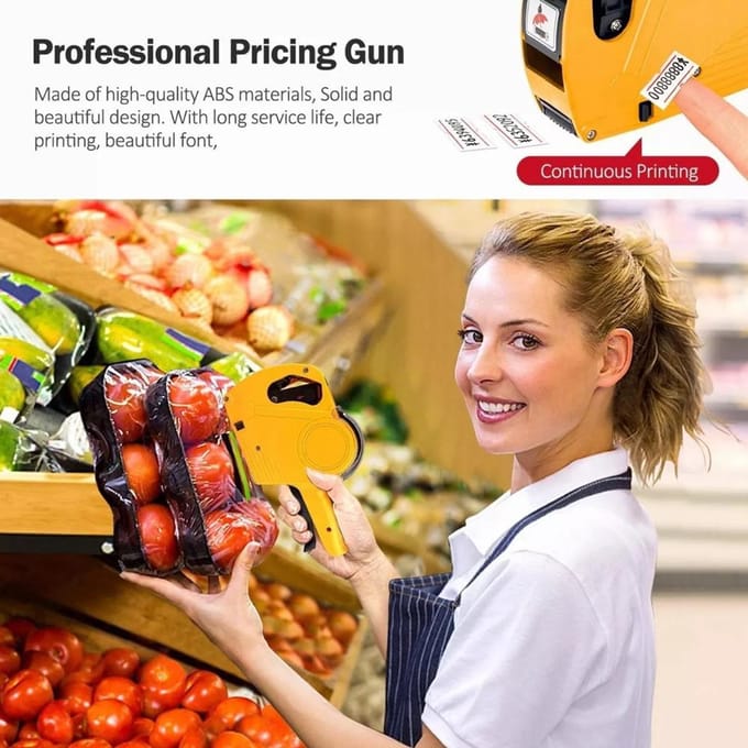 Imprimante d'étiquettes de prix multifonctionnelle ABS 8 bits Pratique Marqueur de prix de supermarché Machine de codage simple ligne jaune