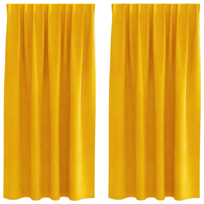 vidaXL - Gordijnen - 2 - st - Mosterdgeel - 140 - x - 175 - cm - fluweel