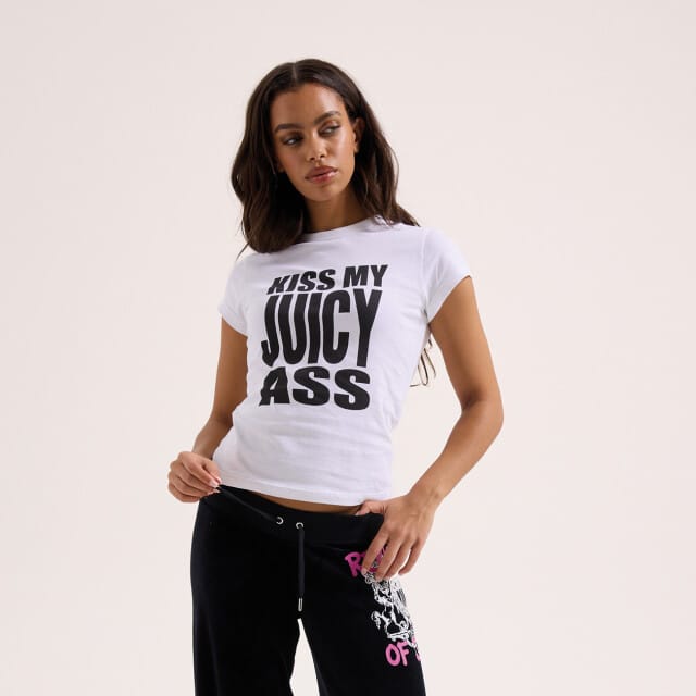 Juicy Couture Kiss My Juicy Hilton Tshirt WIT - Maat M