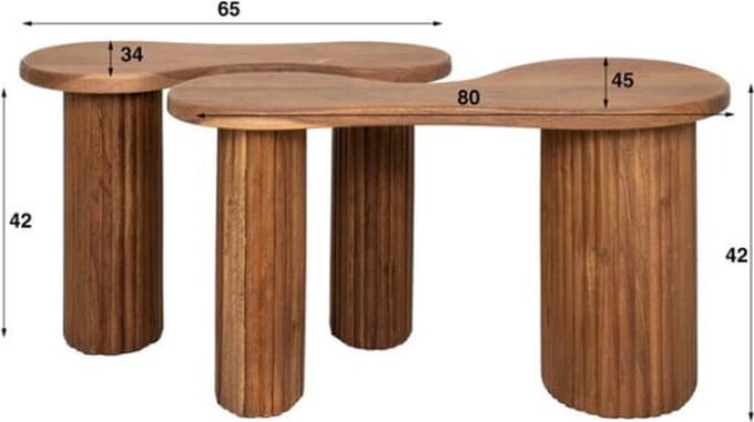 Salontafel set/2 fuse - Massief acacia naturel