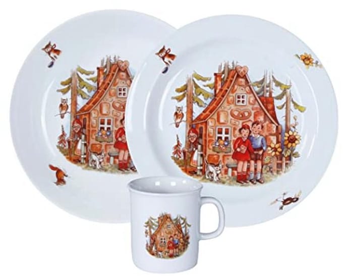 Kleurrijk 3-delig kinderservies met sprookjesmotief