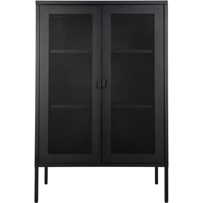 House-Nordic-Vitrinekast-Anna-met-gaasdeur-zwart
