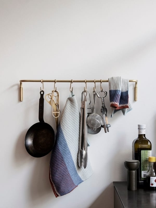 Ferm Living - Kitchen rek met haken - messing - goud