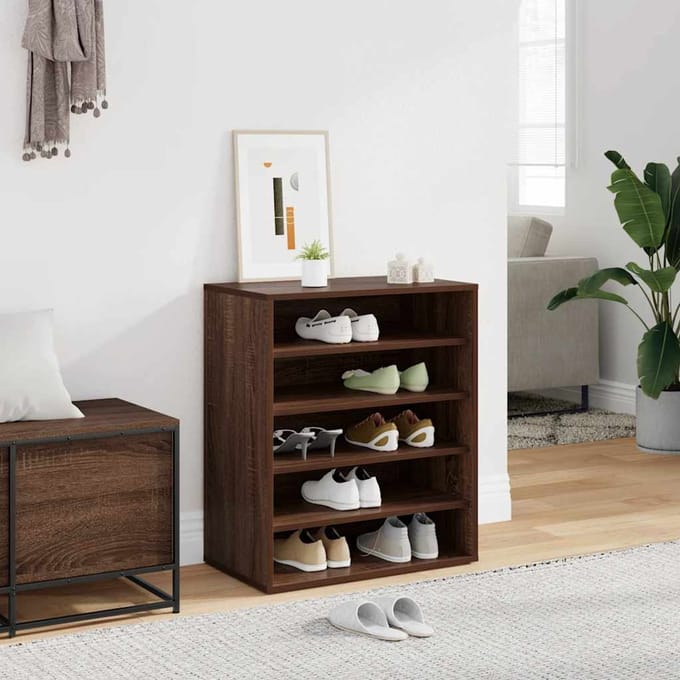vidaXL - Schoenenkasten - 60 - x - 35 - x - 70 - cm - Bruin - eiken