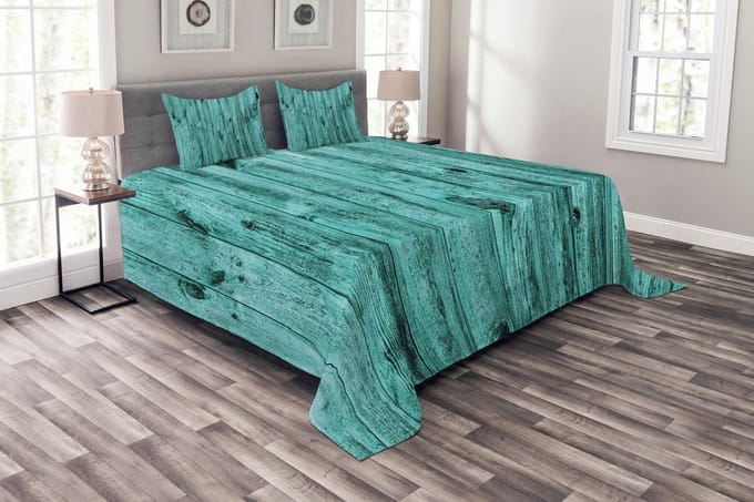 ABAKUHAUS Blauwe bedsprei-set – Polyester, digitaal bedrukt, 264x220 cm