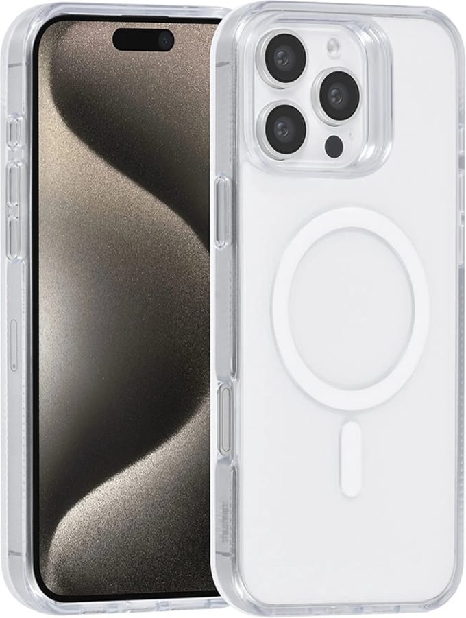TUNIQ telefoonhoesje voor Apple iPhone 16 Pro - MagSafe siliconen backcover - Transparant wit