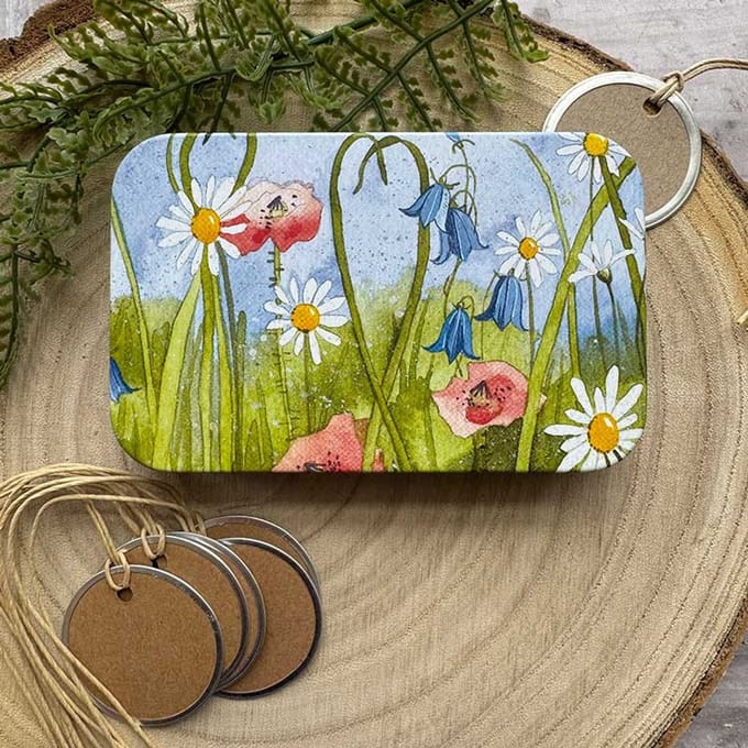 Alex Clark Rectangle Tin Meadow ~ Langwerpig opbergblikje bloemen