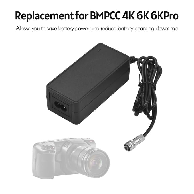 Camera AC-voedingsadapter Batterijlader Vervanging voor BMPCC 4K 6K 6KPro US Plug zwart