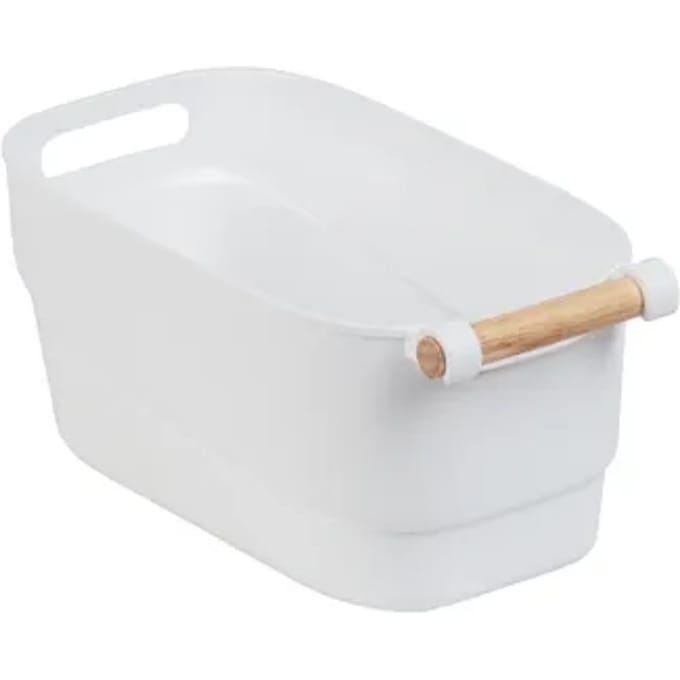 Wenko Organizer Met Houten Handvat S 31x20x16cm Wit