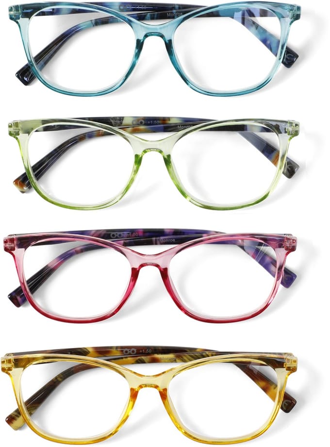 Croon Set van 4, Super-lichte Trendy Leesbril +2.00