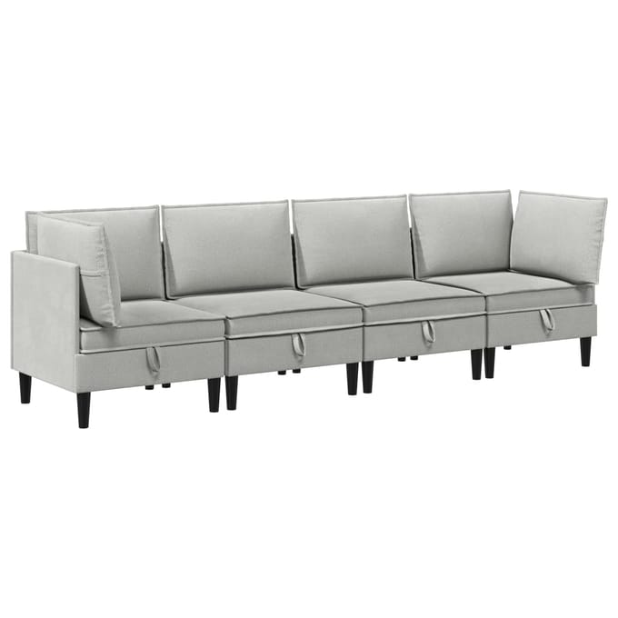 vidaXL - Woonkamer - Meubelset - 4 - st - Lichtgrijs - Stof
