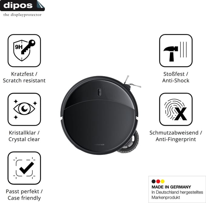 dipos – 2x Pantserfolie geschikt voor Roborock Saros 10R | 9H Screenprotector