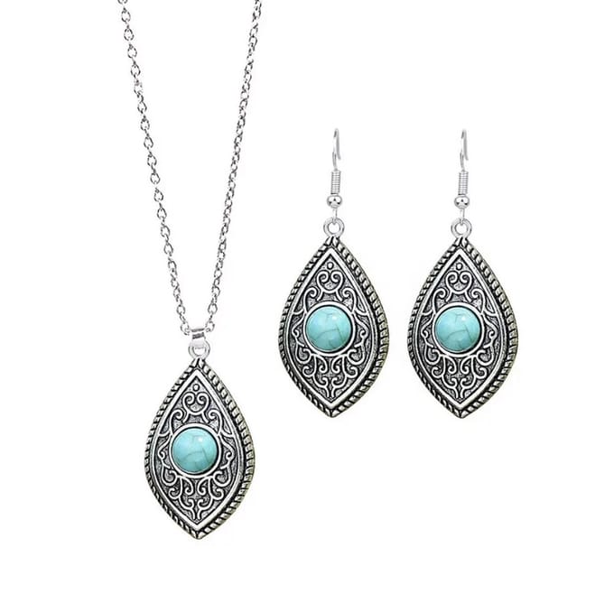 Jomide Sieradenset Bohemian - Zilverkleurig/Turquoise - 2