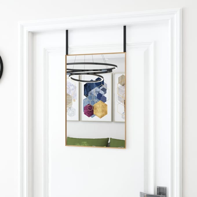 vidaXL - Deurspiegel - 40x60 - cm - glas - en - aluminium - goudkleurig