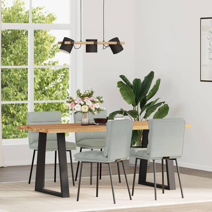 vidaXL - Eetkamerstoelen - 4 - st - fluweel - lichtgrijs