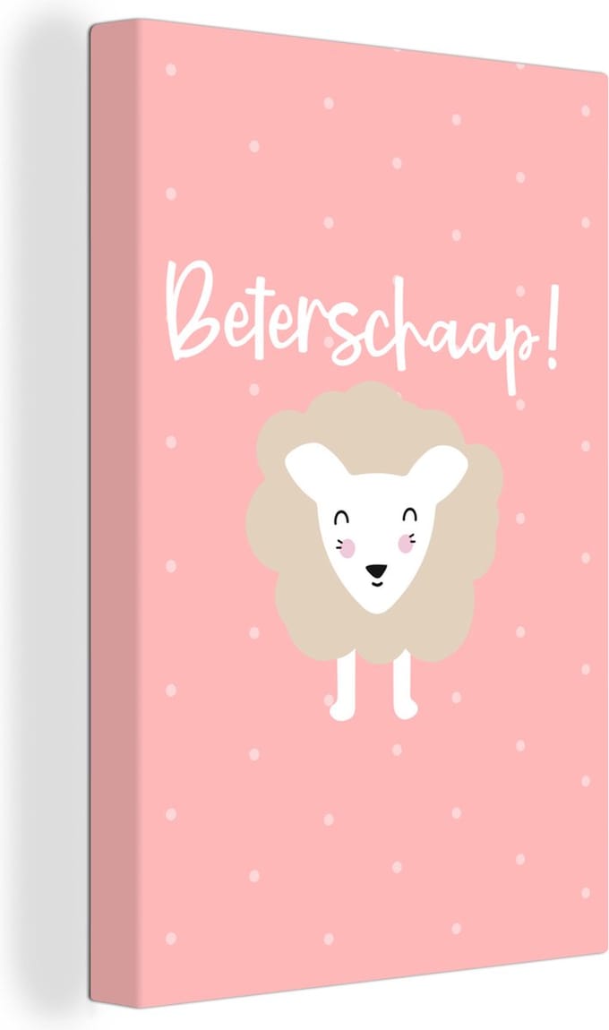 Canvas Schilderij Beterschap - Spreuken - Schaap - 20x30 cm - Wanddecoratie