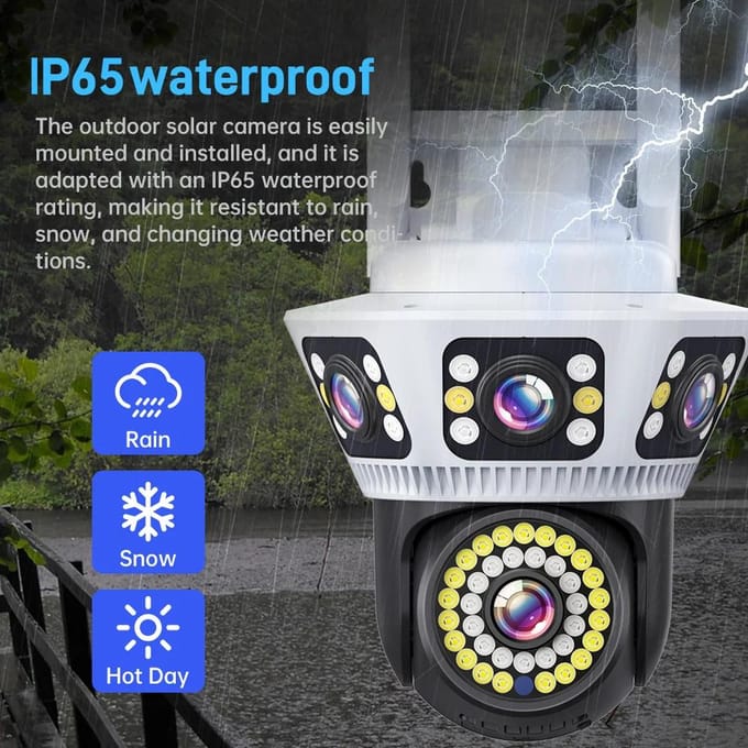 Caméra WiFi Extérieure 6K Caméra de Sécurité Triple Écran Audio Bidirectionnel Détection de Mouvement CCTV Surveillance Sans Fil Caméra IP Yoosee 6K Camera