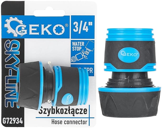 GEKO 3/4" waterstop slangconnector - waterdicht - rubberen grip - duurzaam kunststof