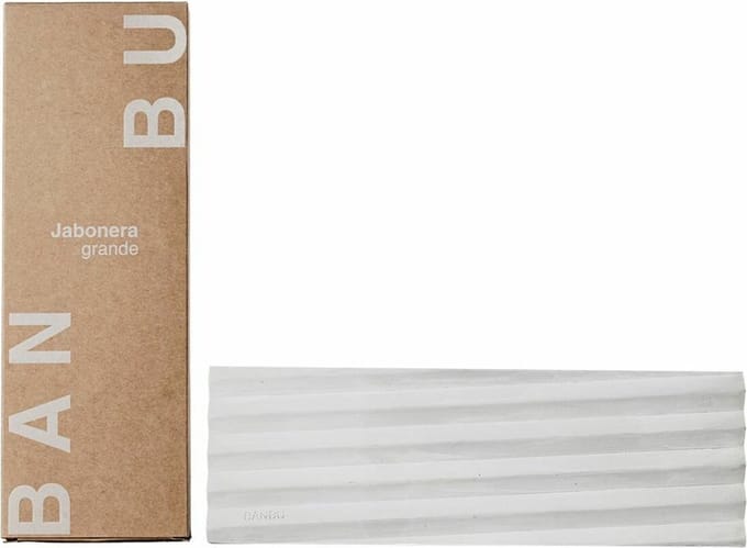 Banbu Naturstenen Zeephouder Groot - Extra Absorberend - Modern Design - Lange Houdbaarheid - Grijs