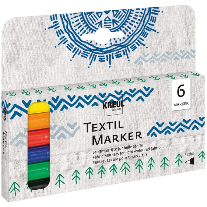 KREUL Textielmarker fine, set van 6