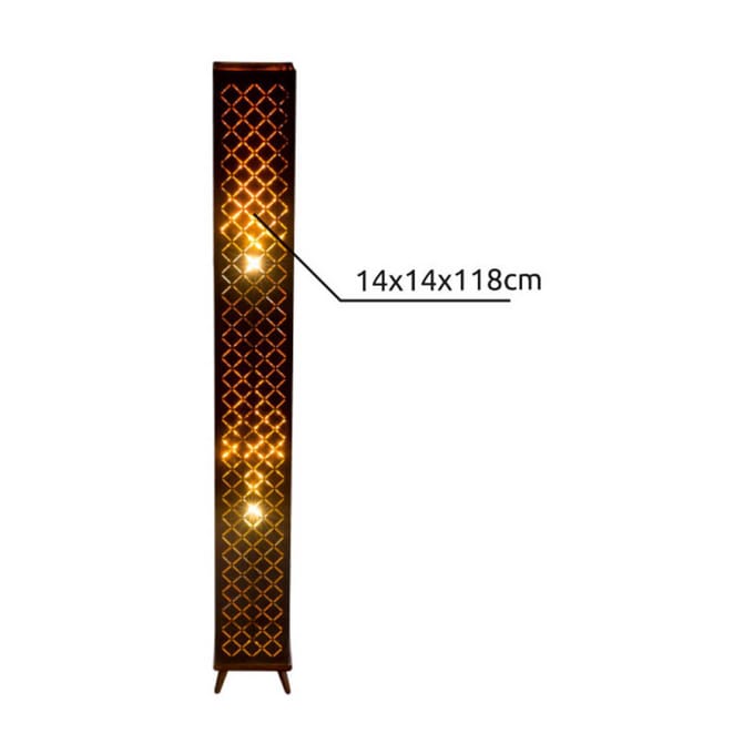 Globo Clarke vloerlamp, zwart/goud blad, hoogte 118 cm, stof
