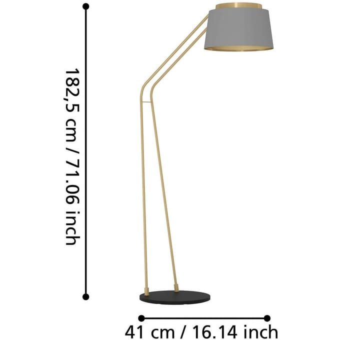Stars of Light vloerlamp Almerimar, grijs/messing, 181 cm