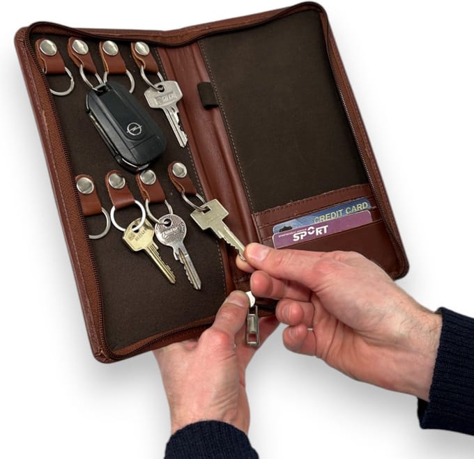 Safekeepers Sleuteletui - Sleutelhouder - Echt leer - Unisex - Rood - Bruin