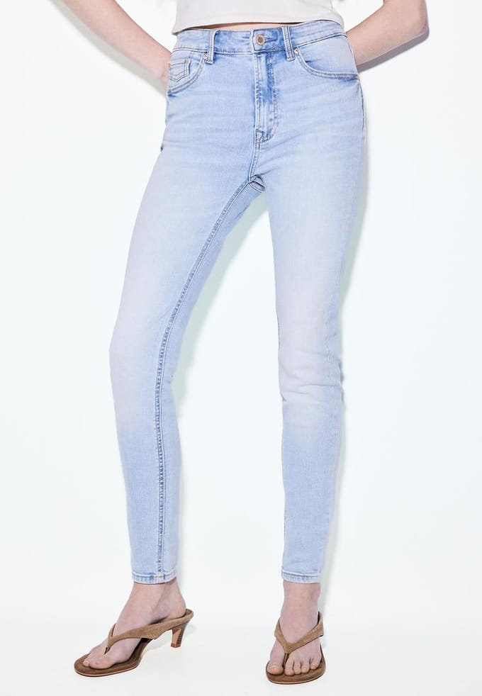 Stradivarius D07 High waist skinny jeans  LICHTE MIDDENBLAUWE DENIM WASSING 38