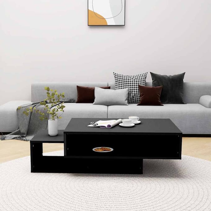 vidaXL - Salontafel - 105x55x32 - cm - bewerkt - hout - zwart
