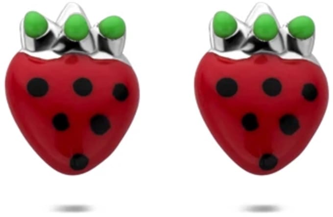 Zilveren gerhodineerde oorknoppen aardbei 6,5 mm - 1341855