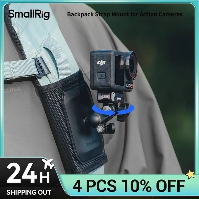 SmallRig 5721 Hook and Loop Backpack Strap Mount for Action Cameras