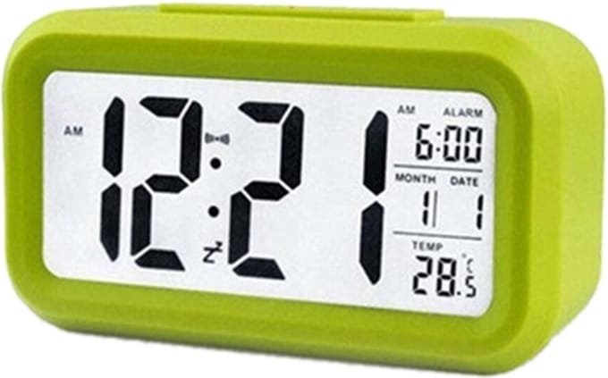 THAR Digitale Wekker - Alarm Klok met Temperatuur, Kalender, Snooze en LED Verlichting - Groen