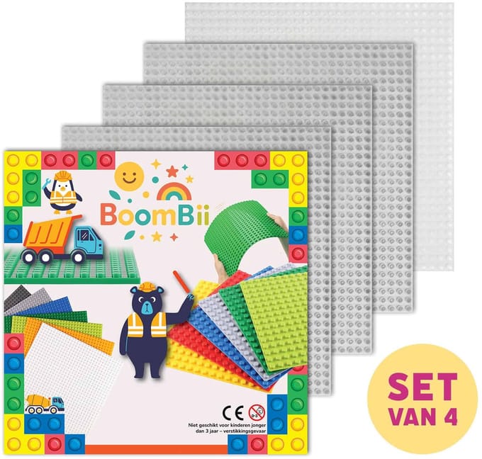 Bouwplaat transparant - geschikt voor LEGO - set van 4 bouwplaten