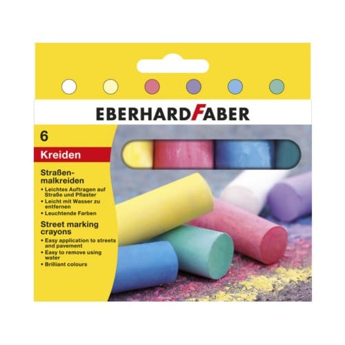 Eberhard faber stoepkrijt 4-kantig 6 kleuren