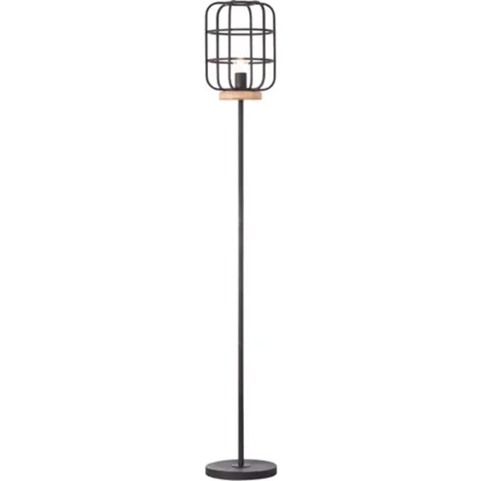 Brilliant Gwen - Vloerlamp - 1xE27 - Max 60W - Zwart/Hout