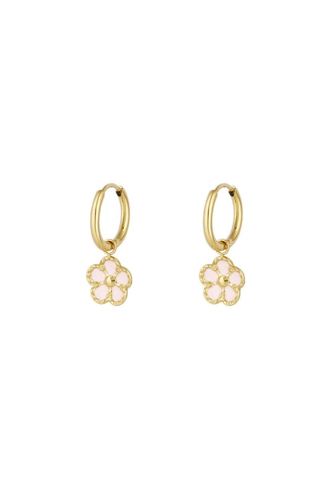 Oorbellen bloemen schattig - Roze & gouden kleur