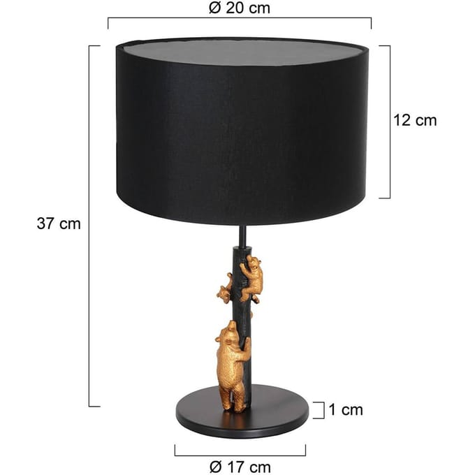 Anne Lighting tafellamp Animaux - zwart - metaal - 20 cm - E27 fitting - 7203ZW